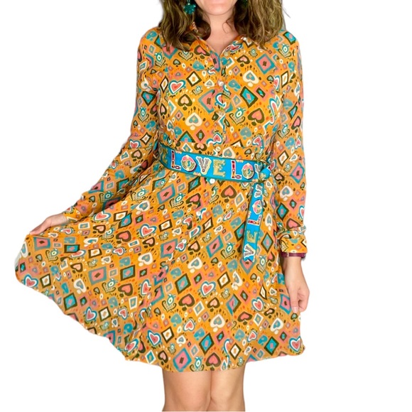 Emily Lovelock • Shirt Dress • 70s Retro Ikat • Maximalist Art Funky Preppy Fun - Picture 2 of 15